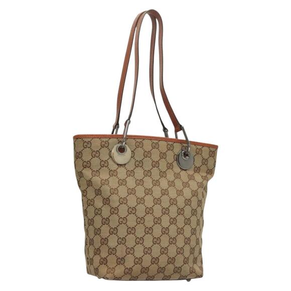 GUCCI GG Canvas Tote Bag Beige Silver - Picture 1 of 16